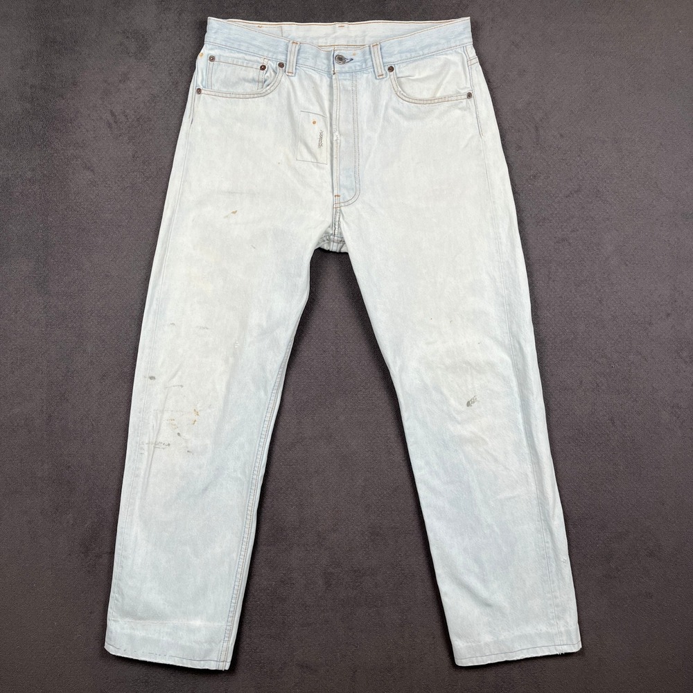 Vintage Levis 501 Jeans Mens 33x29 Light Wash Made in USA Distressed Thrashed